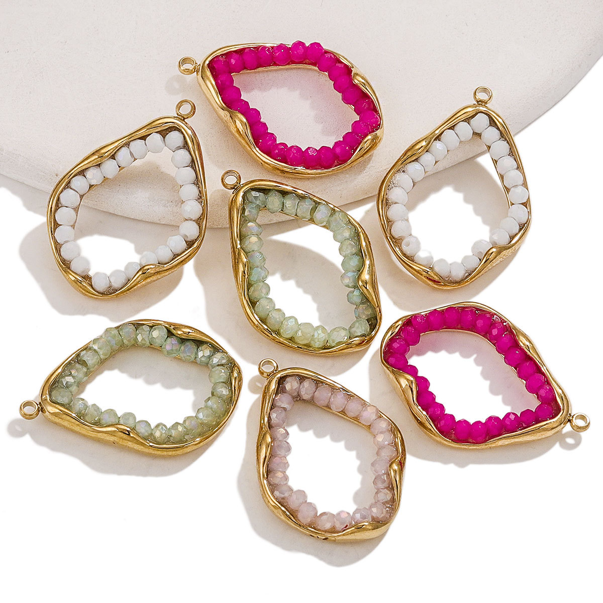 Pendientes de metal geométrico curvado en espiral colgantes de cristal irregular de acero inoxidable cadena de suéter accesorios de collar