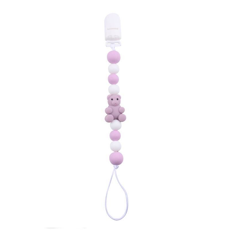 Amazon nueva cadena de tetas de silicona para bebés y bebés, cadena de dientes de molar para calmar la cadena de goma de diente anti-caída