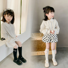 Children's Middle Calf Socks Korean Princess Style Socks Spring New Straight Socks Retro Pearl Pile Socks Girls' Socks