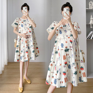 Maternity Summer dress 2024 New Fashion Western Style Loose Pregnant Women dress Hot Mom Loose Pregnant Women Skirt