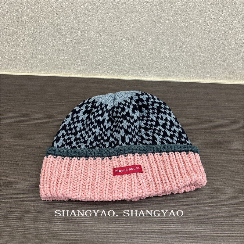 多巴胺撞色毛线帽潮男女街头保暖洋气毛线帽子时尚百搭针织帽冷帽|undefined