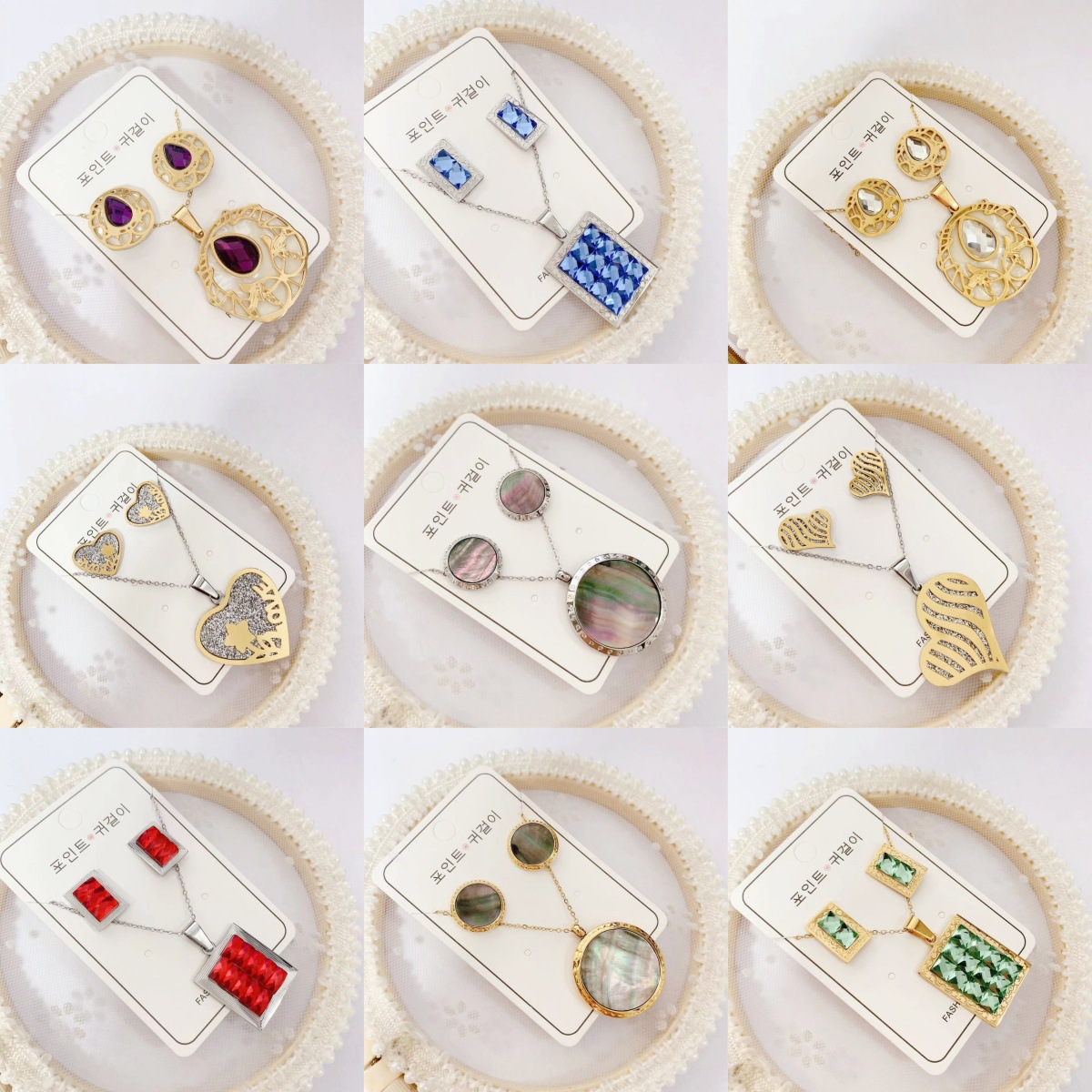 (Cross-border trading), quality necklace stainless steel, chain, set, accessory, European style