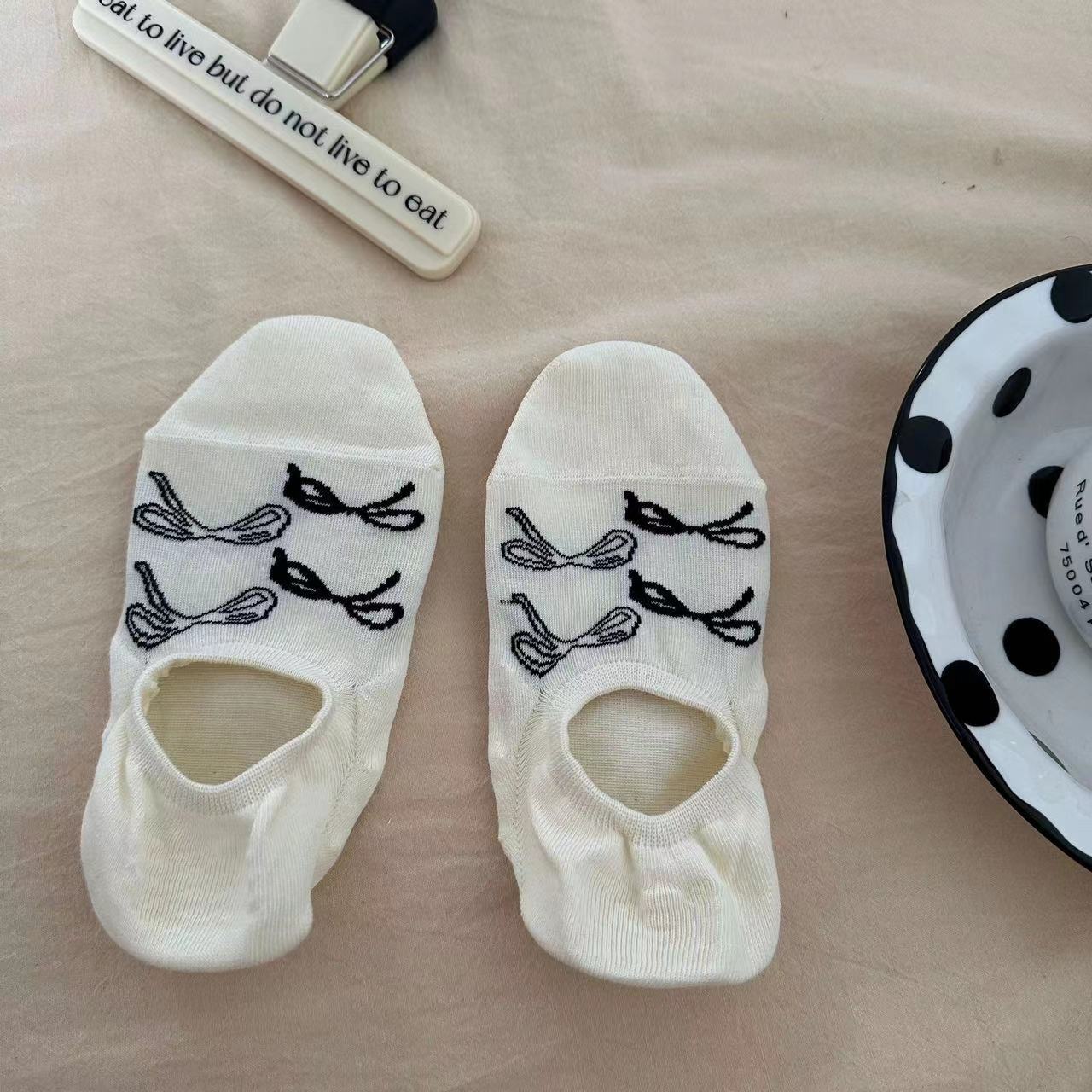 Japón vintage jacquard botón calcetines de dibujos animados arco calcetines deportivos para estudiantes calcetines poco profundos calcetines transpirables