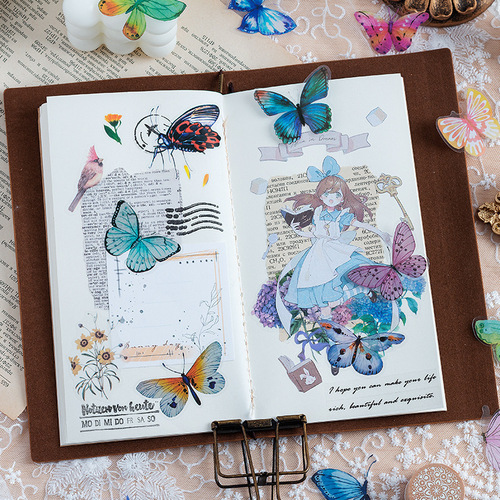 Variety of butterfly series diy stickers cute waterproof pvc children stickers Korean style Gu card material paper wholesale