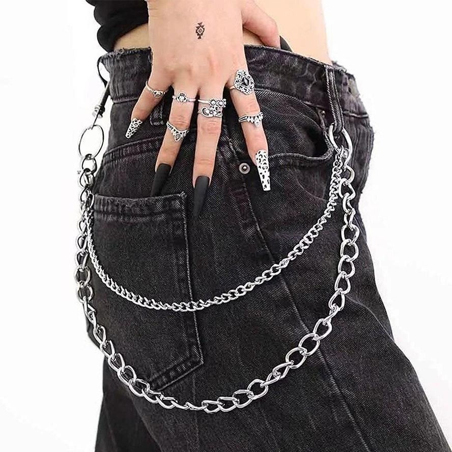 Men's Double Layer Hip Hop Punk Chain For Trousers Adjustable_voghion.com