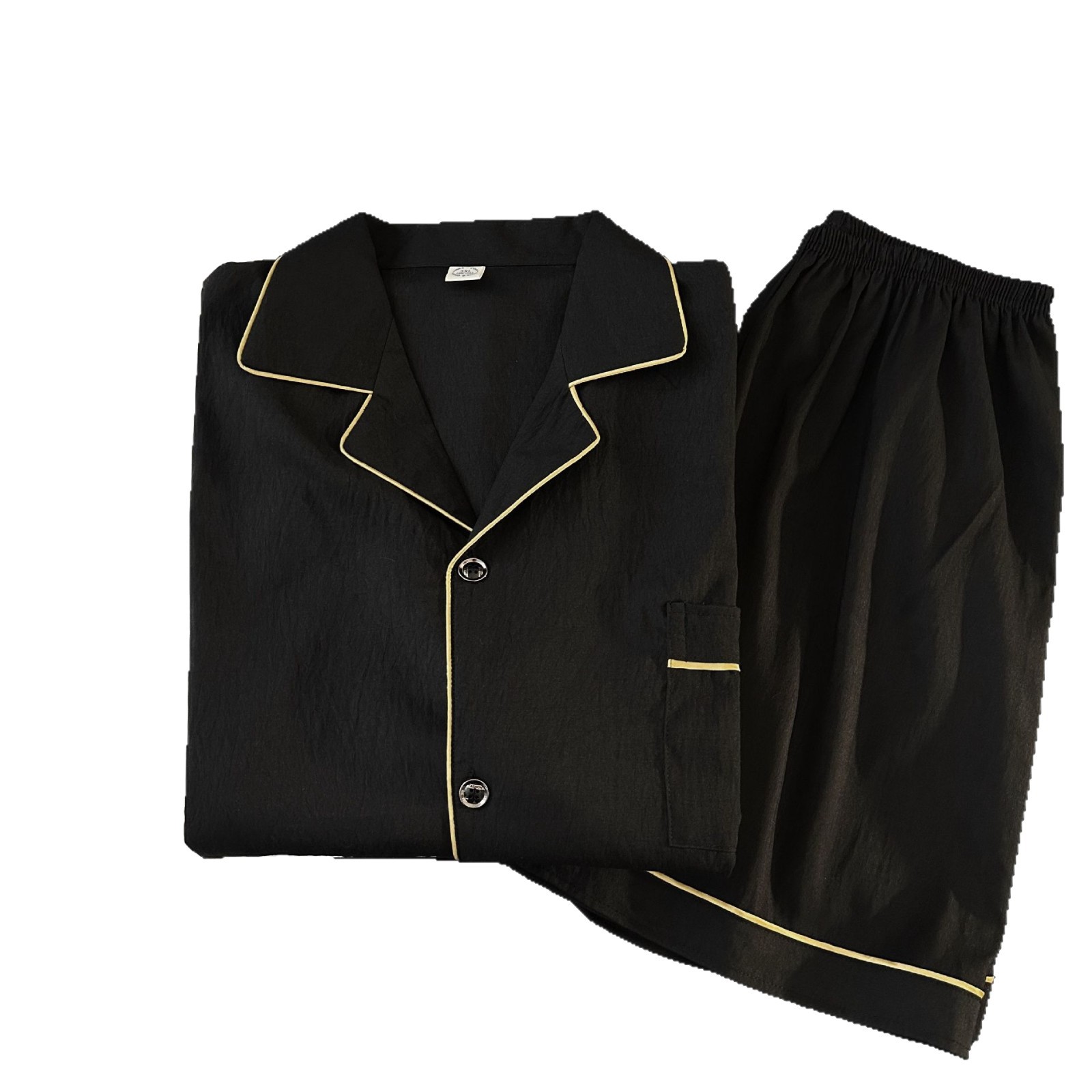 2025 nuevo pijama negro simple pantalones cortos de manga corta de verano para hombre traje juvenil ropa de hogar informal