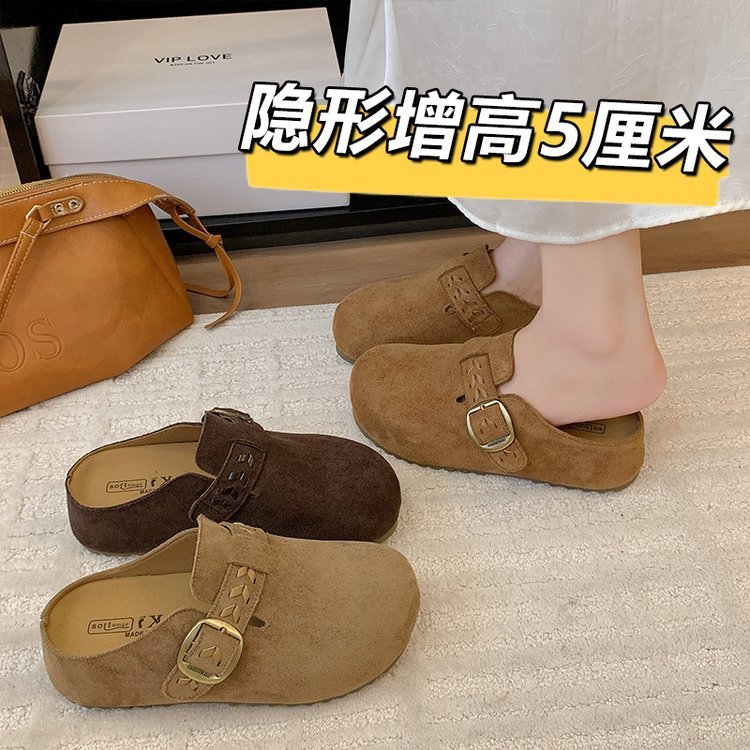 复古花边编织厚底博肯拖鞋2025秋新款包头半拖鞋女外穿懒人拖鞋女|undefined