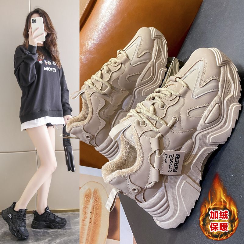 Explosive money The thickness of the bottom Diddy Autumn and winter Plush 2022 new pattern Korean Edition Versatile leisure time Increase gym shoes Europe and America