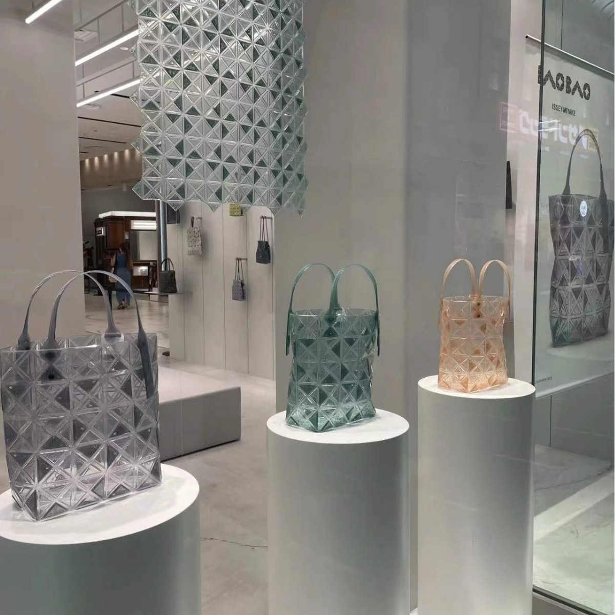 玉宅菱格同款菱格几何限定款透明果冻包拼接水晶果冻包mini包单肩