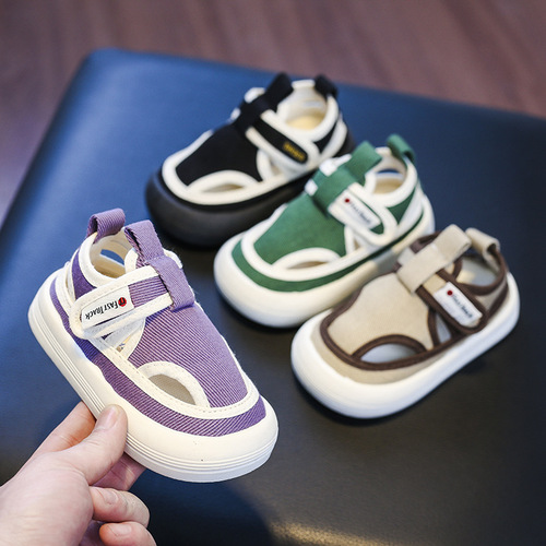 Spring and summer children's sandals, small and medium-sized children's canvas shoes, baby shoes, boys' toddler shoes, Korean style lightweight girls' bread trendy shoes