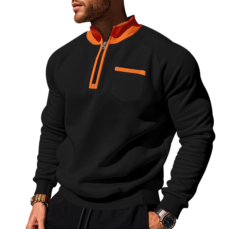 Men's Half Zip Sweatshirt With Stand Collar For Autumn And Winter_voghion.com