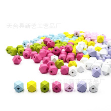 16mm彩色八角木珠环保水漆切面荷木珠 马卡龙DIY饰品配件手工材料