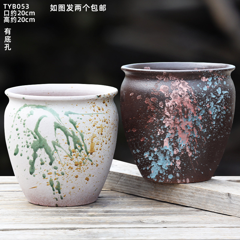 多肉花盆花口陶罐法师老桩大口径月季三角梅绿植盆景多肉花盆陶瓷|undefined