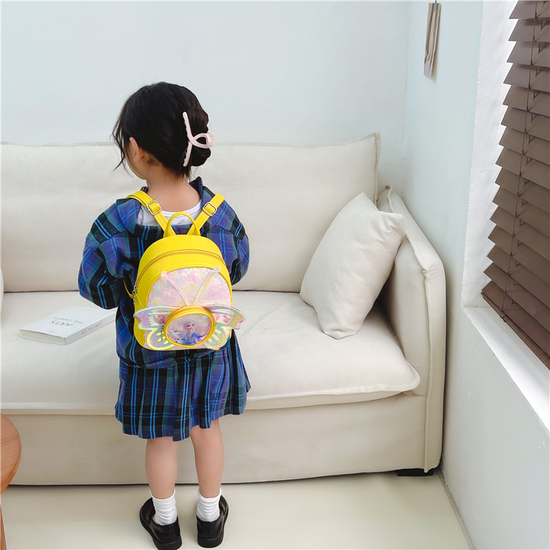 2023 nuevo estilo coreano de los niños mochila princesa occidental ligero pequeño mochila kindergarten sequined pu mochila