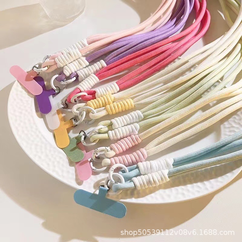 phone case crossbody chain solid color long strap braided rope crossbody hanging shoulder mobile phone charm bag crossbody rope pendant