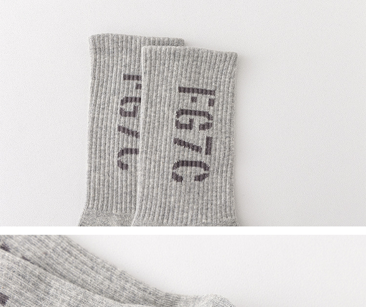 Männer Strëmp Hierscht a Wanter nei FOG Haaptlinn ABC alphanumeresch trendy Sportsstil High Street Sportsocken_voghion.com
