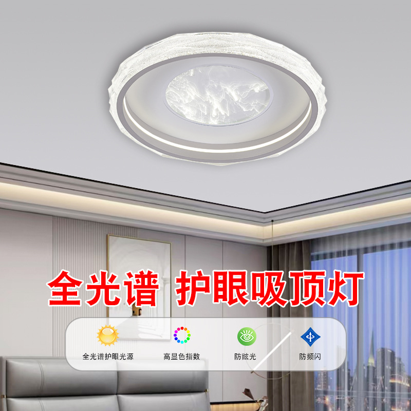 意式极简轻奢卧室吸顶灯2025年新款全光谱大厅主灯圆形水晶餐厅灯
