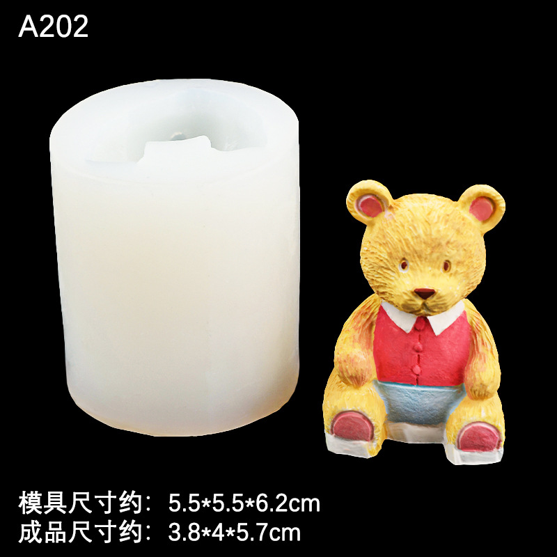 Dibujos animados sentado bola arco oso molde de silicona aromaterapia vela yeso molde hecho a mano decoración para hornear