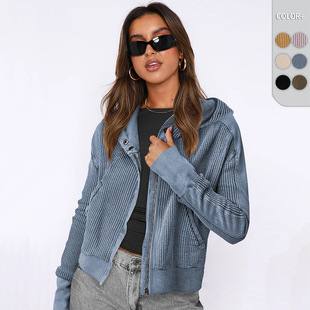 Amazon Explosions Stitching Sweater Long Sleeve Cardigan Casual Zipper Top Fashion Hoodie Autumn and Winter Women