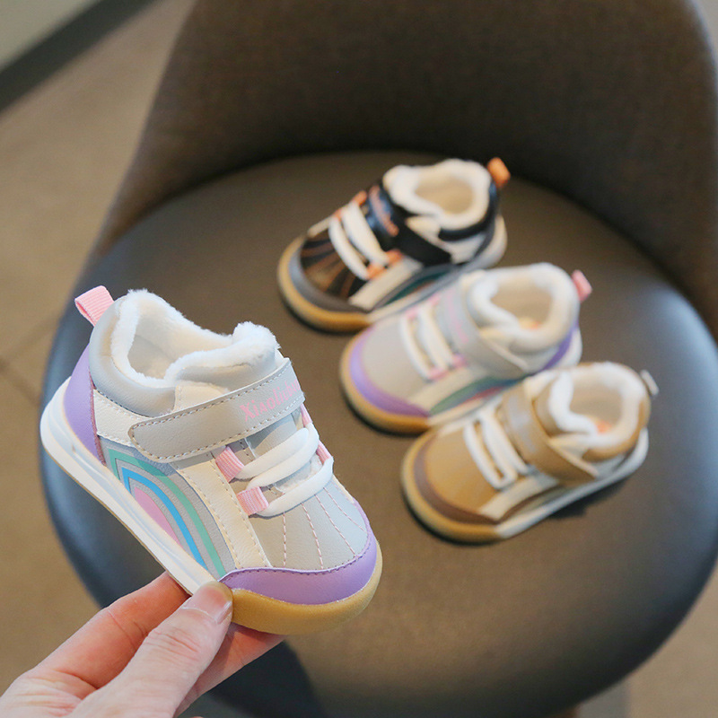 Otoño e invierno nuevos dos zapatos de algodón para niños al por mayor zapatos de algodón para niños zapatos de bebé forrados de lana caliente cálido