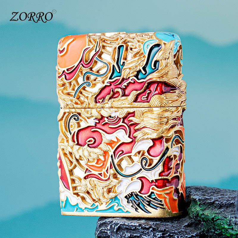 Zorro Longxing Tianxia ライター灯油金属防風発光エナメルハイエンド鎧ギフト男性用ドロップシッピング|undefined