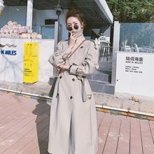 秋冬新款感中长款卡其色风衣外套女收腰英伦风休闲大衣米白色