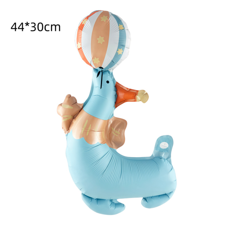 Nuevos globos de animales de circo mate mate parque de atracciones payaso decoración de fiesta de cumpleaños para niños globos de película de aluminio image 12