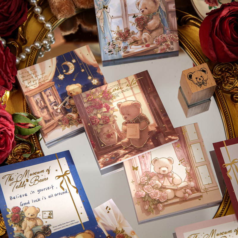 Mr. Paper Full Hot Bronceen Traje de tres Enjoy Notas de Bear Romance House Cute Romantic Theme Notas de estudiante