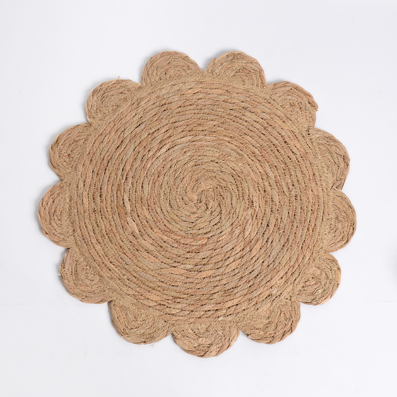 Grasas marinas naturales tejidas a mano almohadilla de mesa de escritorio anti-escaldado almohadilla de taza anti-deslizante aislamiento floral creativa