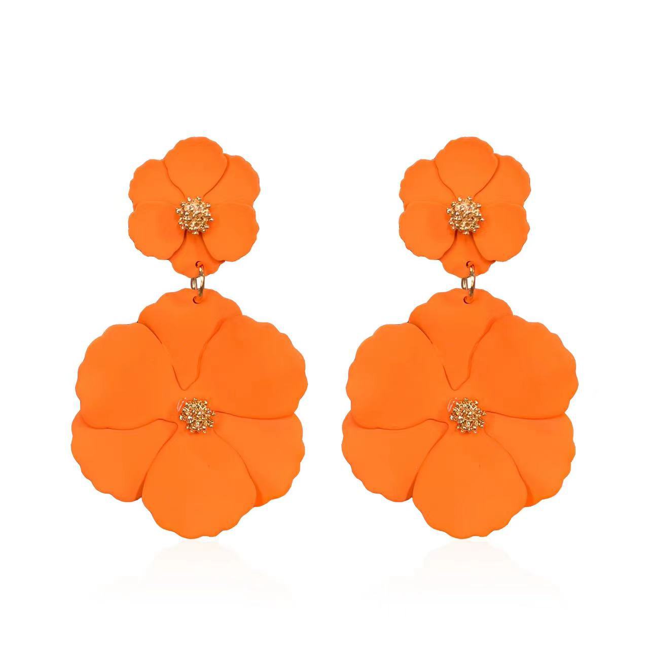 Pendientes de flores de color europeos y americanos, moda creativa para mujer, pintura retro con spray, pendientes de flores multicolor para studs, opcional image 18