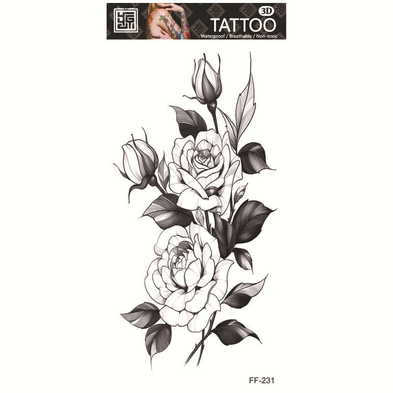 Yuanhua fábrica de pegatinas de tatuaje a prueba de agua en stock al por mayor cabeza de Lobo tótem texto árabe tatuaje pegatinas suministro transfronterizo