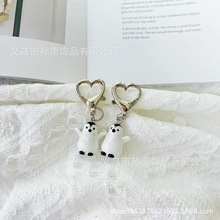 可爱的3D企鹅情侣钥匙扣套装，萌萌的情侣树脂吊坠，情人节礼物