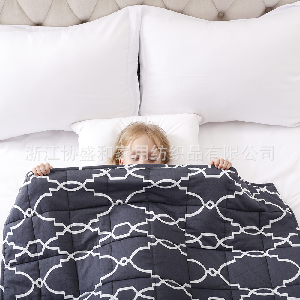 Suministro directo de fábrica edredón de gravedad impresión de algodón manta de gravedad cuentas de vidrio suave para niños weighted blanket