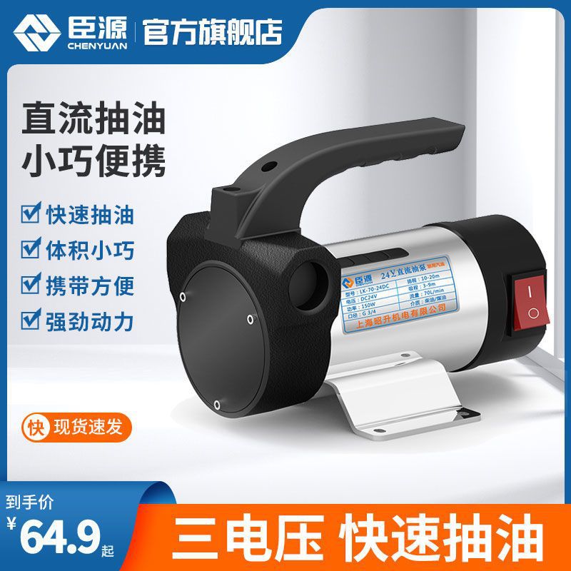 臣源电动抽油泵柴油小型12V24V220V伏自动加油机自吸泵直流抽油器