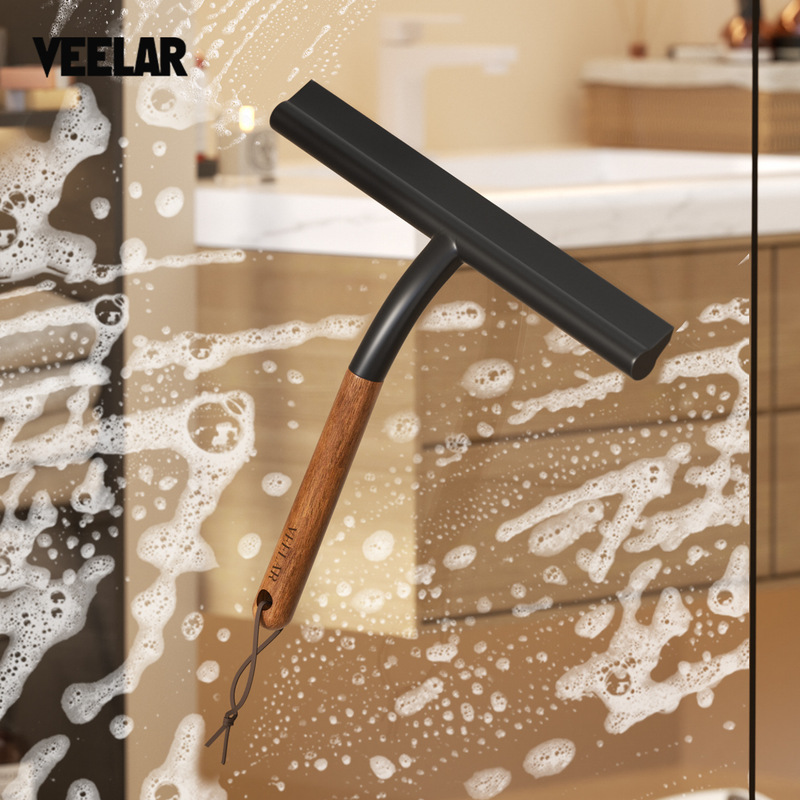 Veelar Beech Wood Glass Squeegee Household Cleaning Tool for Mirrors, Bathroom, and Windows, Multi-Functional