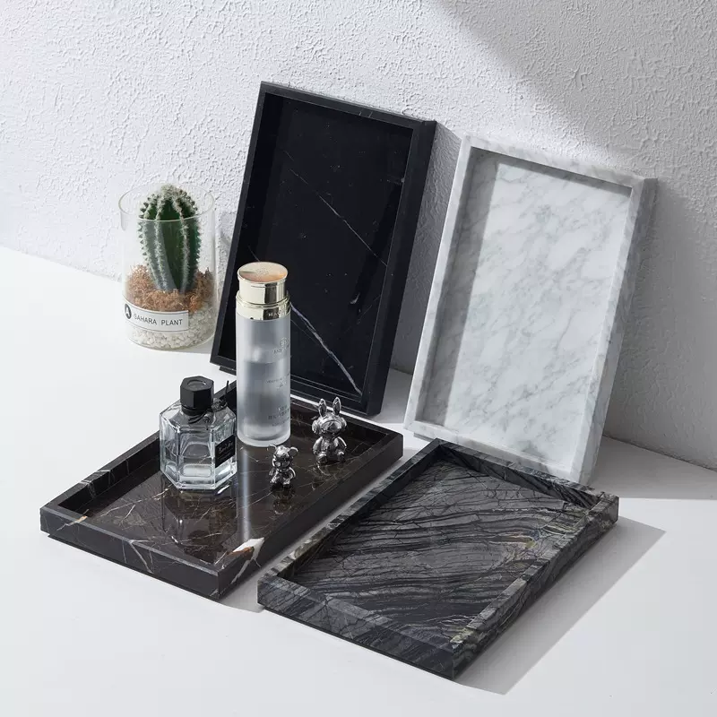大理石洞石托盘摆盘长方形石板饰品托盘电商直播跨境外贸源头厂家