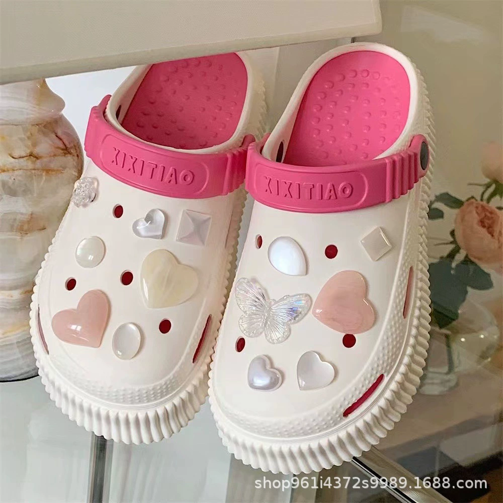 2024 новые увеличенные пещерные туфли женские наружные носки DIY нескользкие Баотоу пляжные холодные тапочки модные и милые