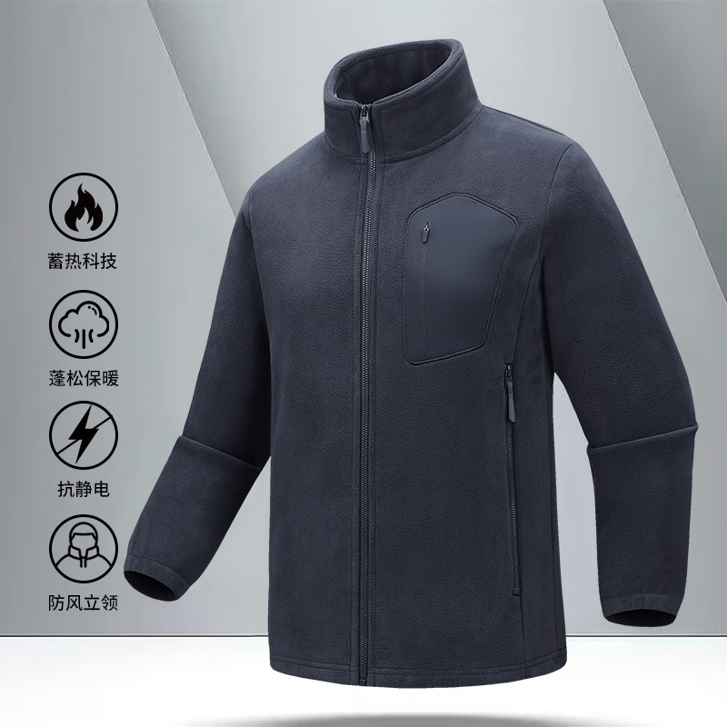 Cardigan transfronterizo de doble cara de terciopelo de collar vertical otoño y invierno suave caliente microbala dentro de bolsillo laminado chaqueta exterior
