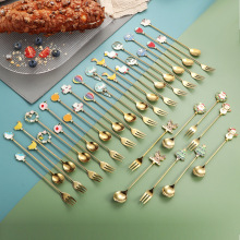 跨境304不锈钢创意勺叉圣诞新款卡通餐具咖啡搅拌勺可定礼盒套装