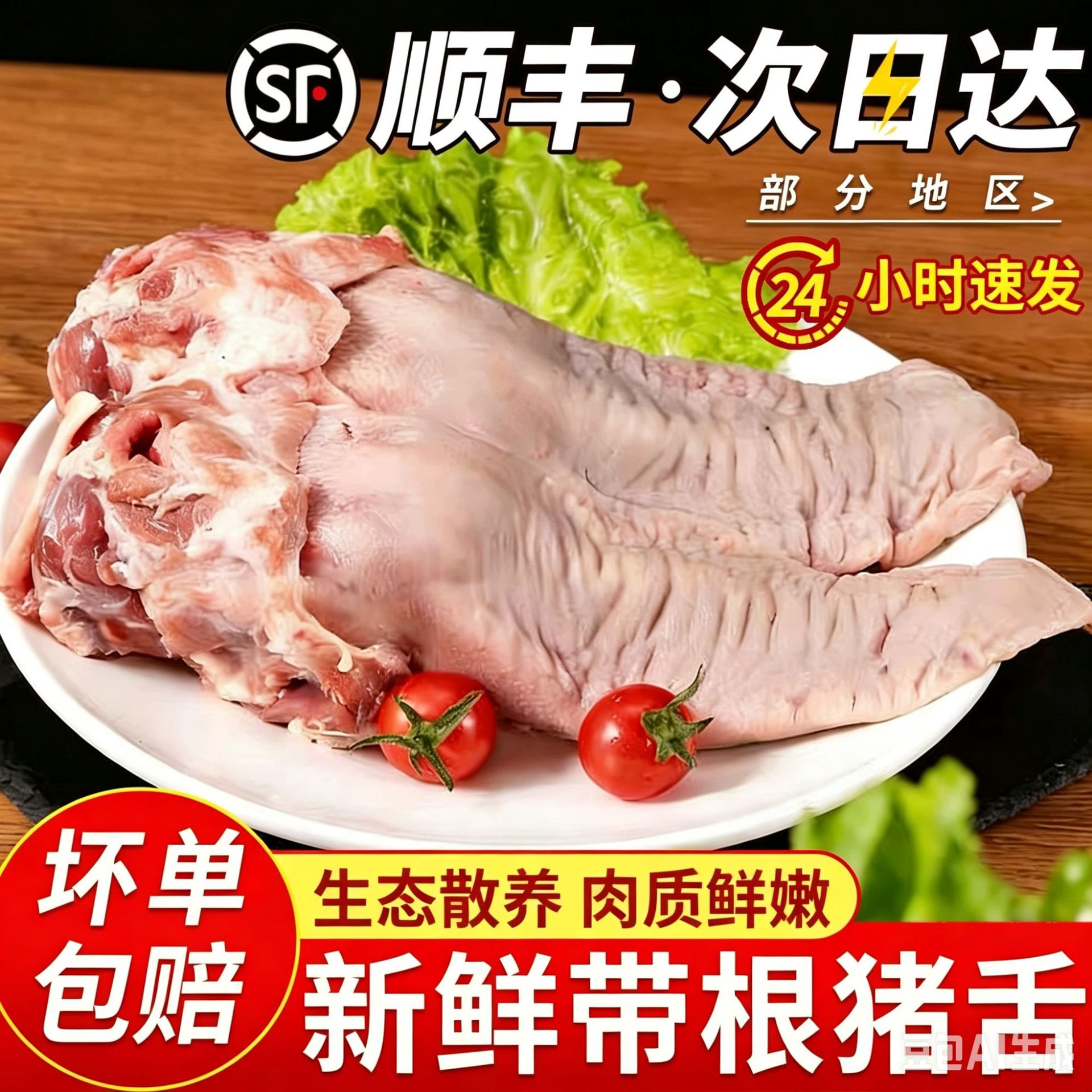 顺丰包邮新鲜冷冻带根猪舌头猪口条带根口条卤菜红烧饭店食材