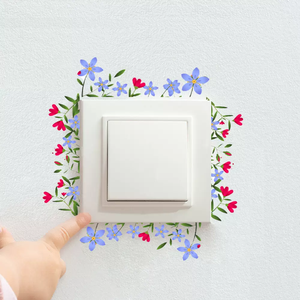爱客DJ1104跨境新款小碎花开关贴 客厅卧室墙壁开关布置自粘贴纸