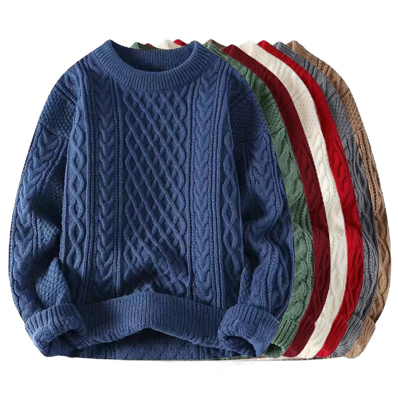 2026 New Cross-Border Popular European Size Knitted Knitwears for Men and Women in Autumn and Winter Round Neck Pure Color Inner Men's Knitted Knitwears