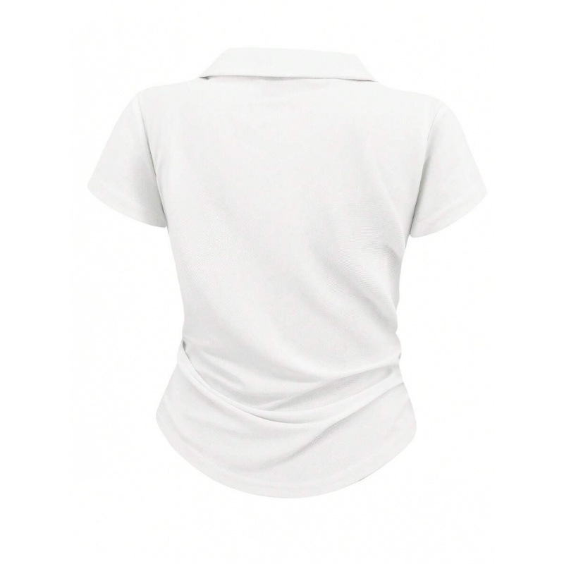 速卖通秋季外贸新款 T-Shirts 女款休闲时尚骑士印花翻领短袖T恤|undefined