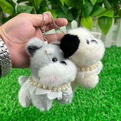 パールぬいぐるみ子犬カップルスクールバッグペンダントかわいい赤面子犬ビディベアキーホルダーペンダント