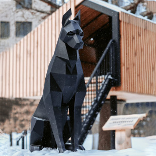 68 or 100cm Doberman black paper model home decoration geometric art DIY handmade toy gift