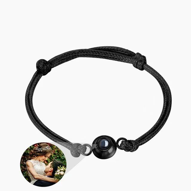 跨境外贸个性化投影不锈钢手工编织手链简约情侣闺蜜照片定 制