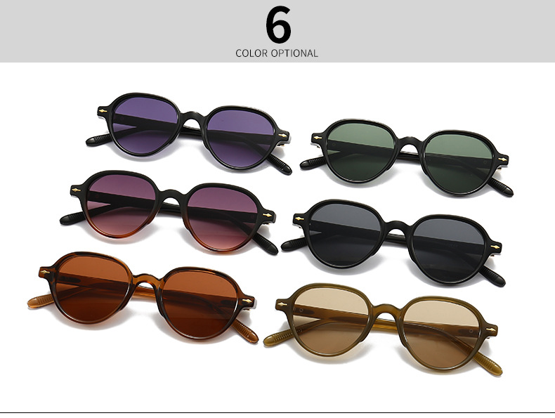 PC, UV400 Protection Lens Material Classic Style Color Block PC UV400 Protection Round Frame Full Frame Women's Sunglasses
