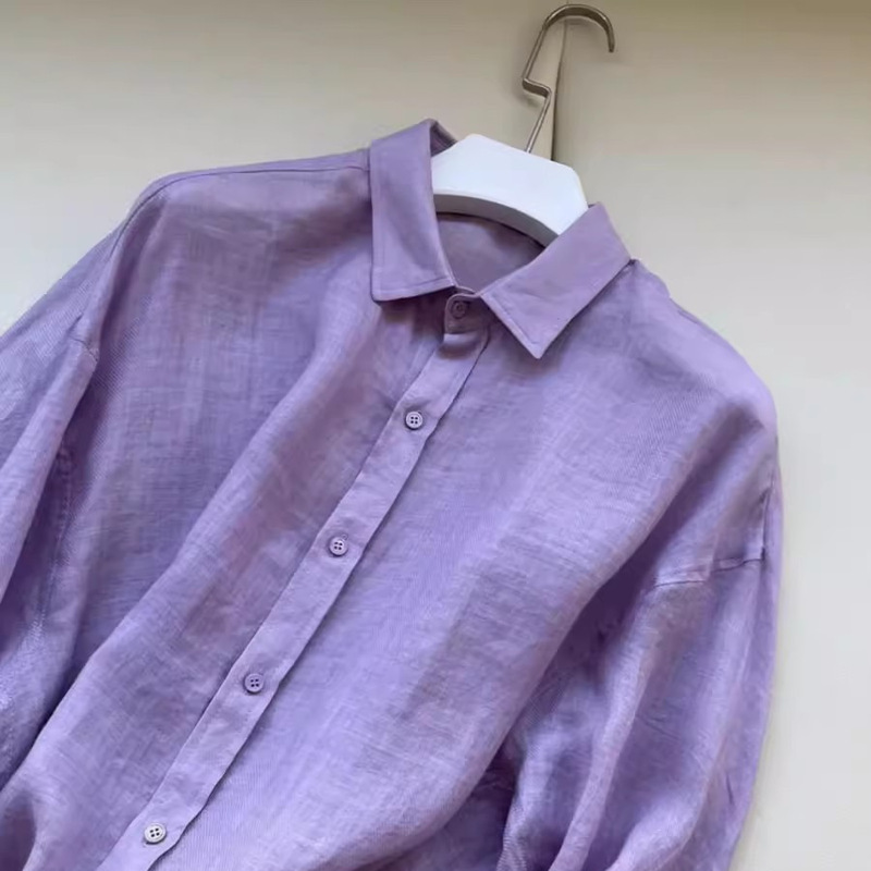 Welding on the body, build everything uma! Taro Purple Linen Shirt for Summer