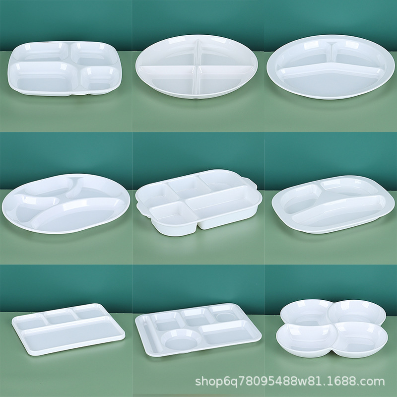 A8 melamine imitation porcelain fast food restaurant special white six-compartment separated school canteen factory dinner plate plate commercial tableware A8 melamine imitation porcelain fast food restaurant special white six-compartment separated school canteen factory dinner plate plate commercial tableware