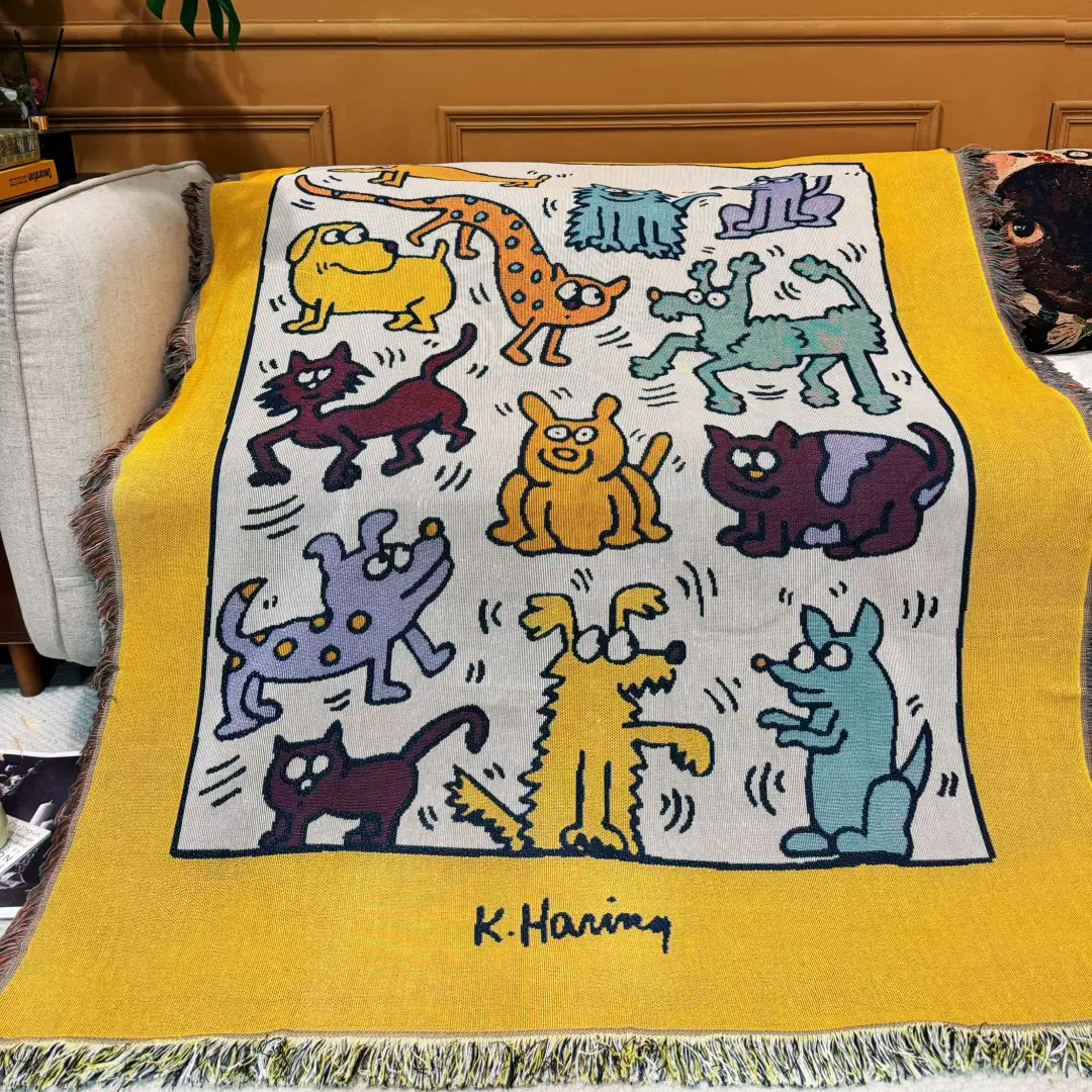 美式ins针织棉沙发毯高端流苏盖毯车载毛毯野营铺毯子背景毯壁毯